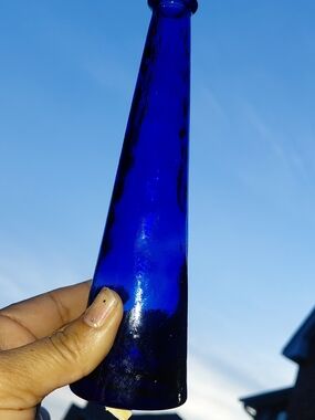 Cobalt Blue Vintage Decorative Glass Vase